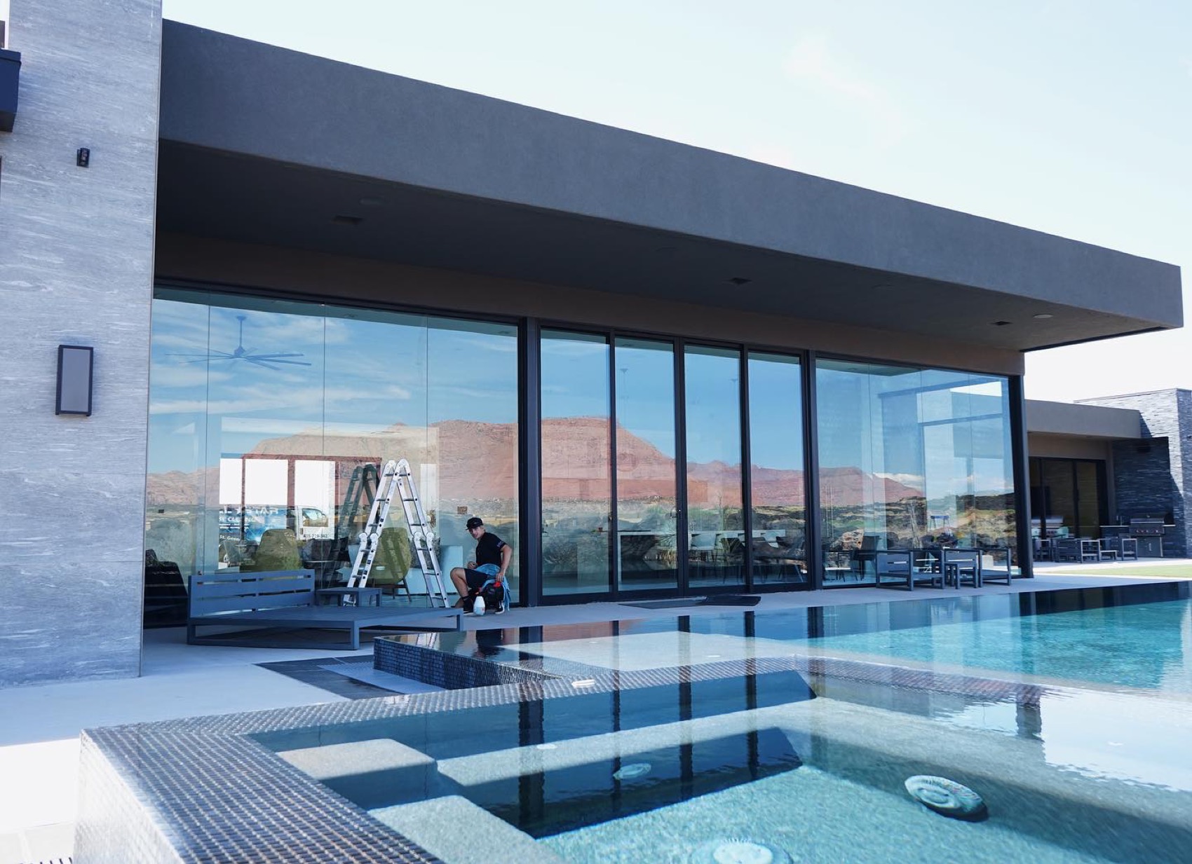 Glass mansion with infinity pool, windows cleaned by 3Sixty in St. George