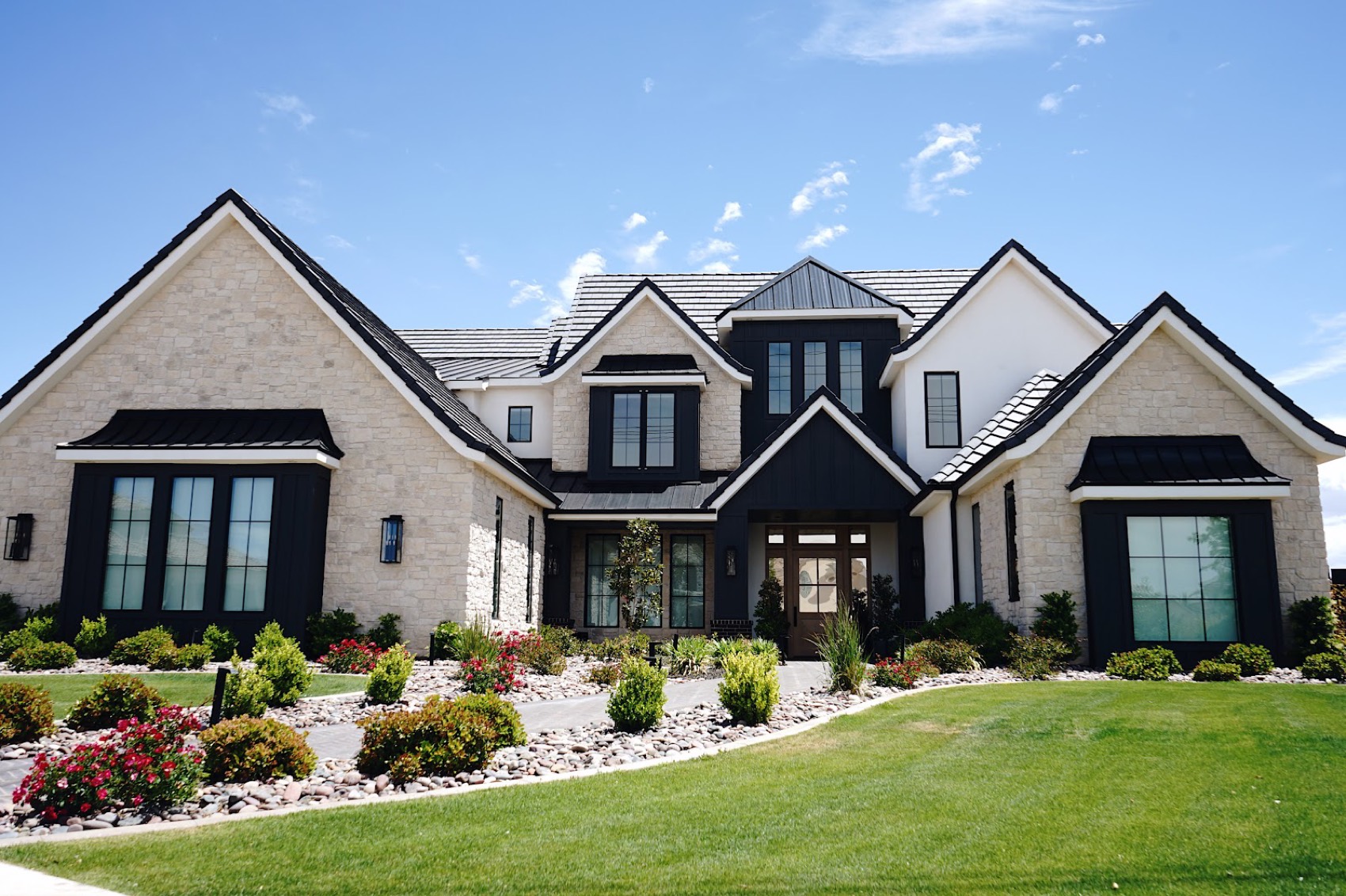 Luxury stone home exterior